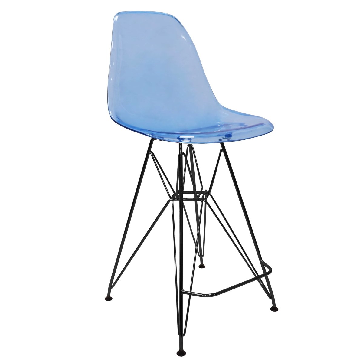 LeisureMod Cresco Modern Acrylic Barstool with Gold Chrome Base and Footrest