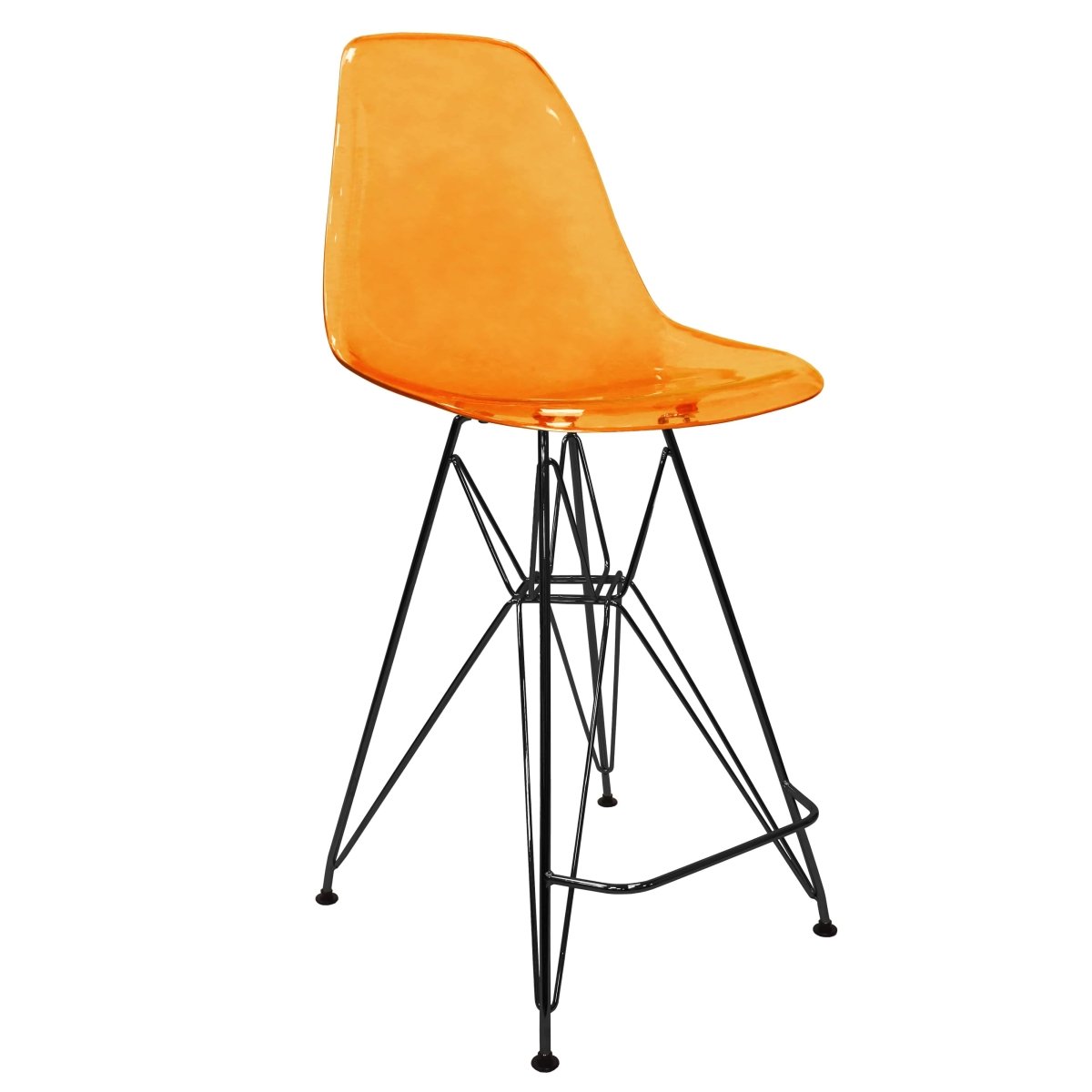 LeisureMod Cresco Modern Acrylic Barstool with Gold Chrome Base and Footrest