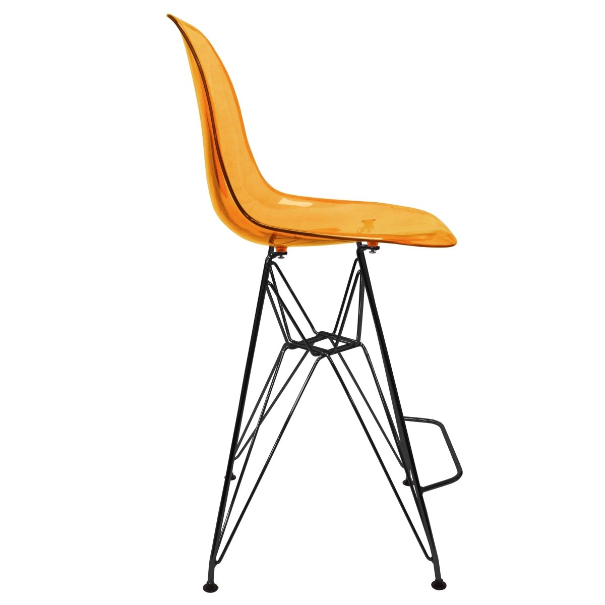 LeisureMod Cresco Modern Acrylic Barstool with Gold Chrome Base and Footrest