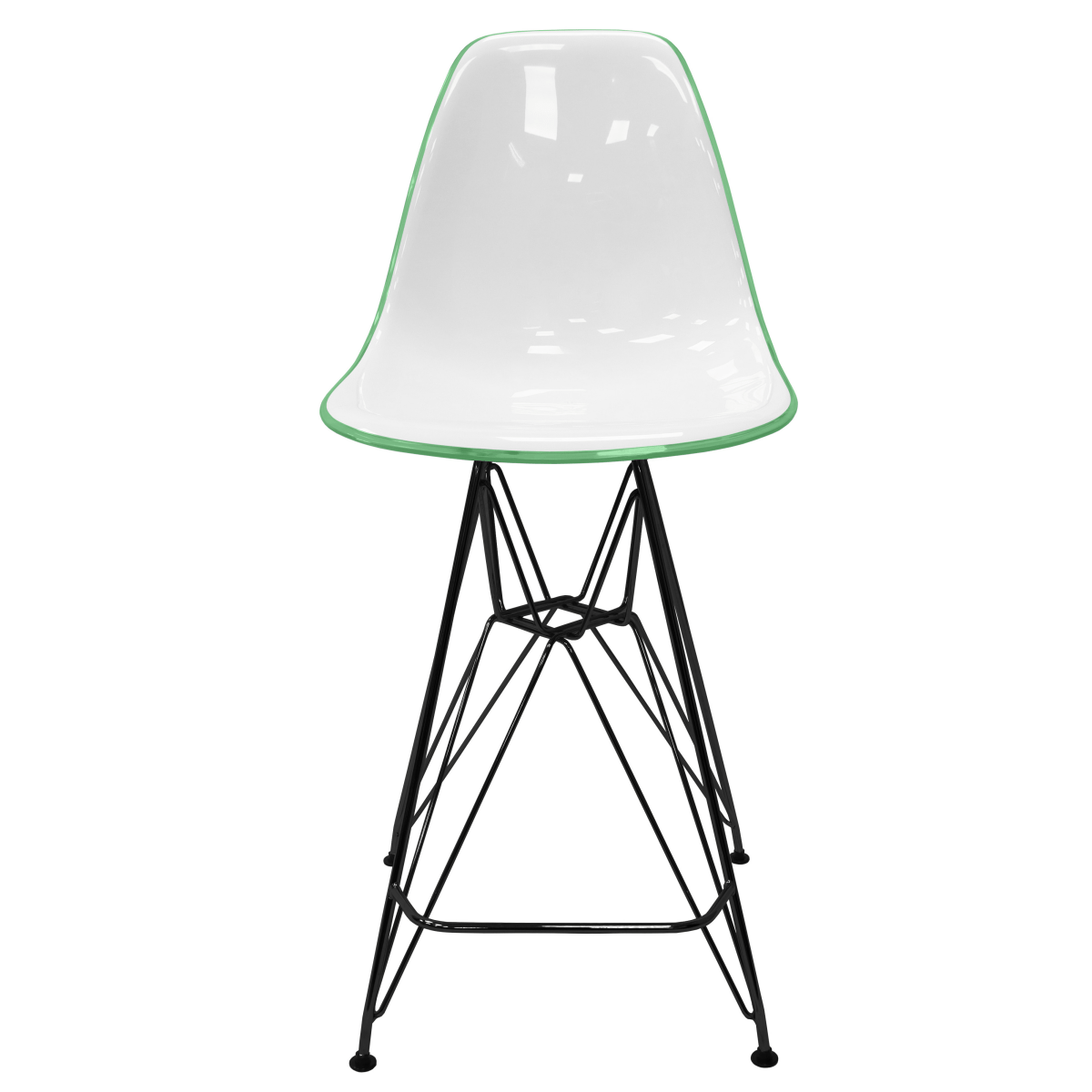 LeisureMod Cresco Modern Acrylic Barstool with Gold Chrome Base and Footrest