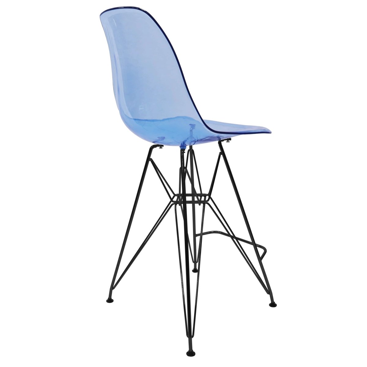 LeisureMod Cresco Modern Acrylic Barstool with Gold Chrome Base and Footrest