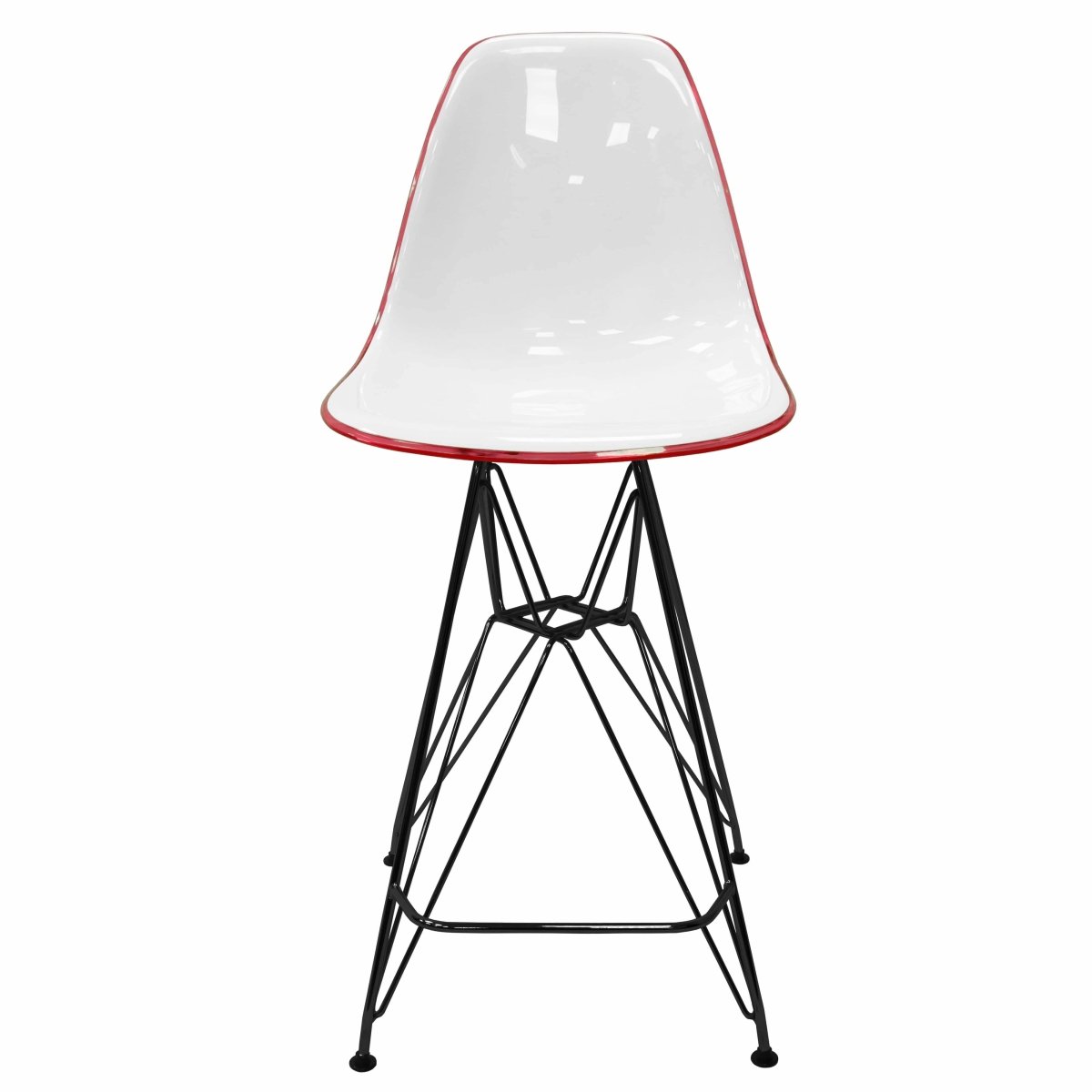 LeisureMod Cresco Modern Acrylic Barstool with Gold Chrome Base and Footrest