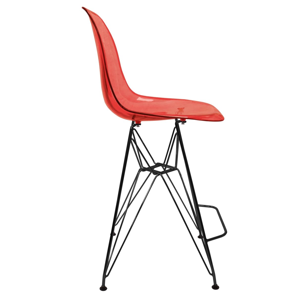LeisureMod Cresco Modern Acrylic Barstool with Gold Chrome Base and Footrest