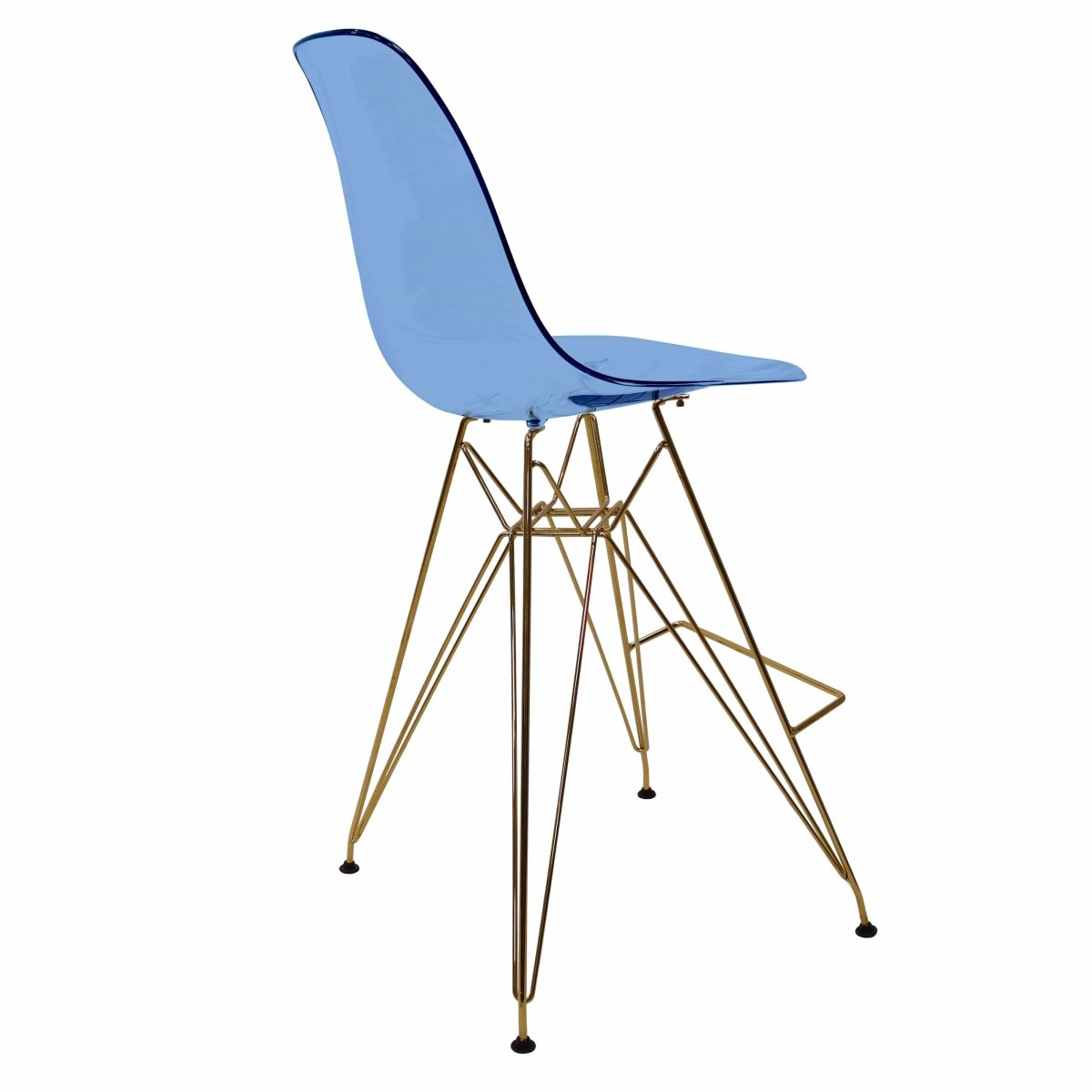 LeisureMod Cresco Modern Acrylic Barstool with Gold Chrome Base and Footrest