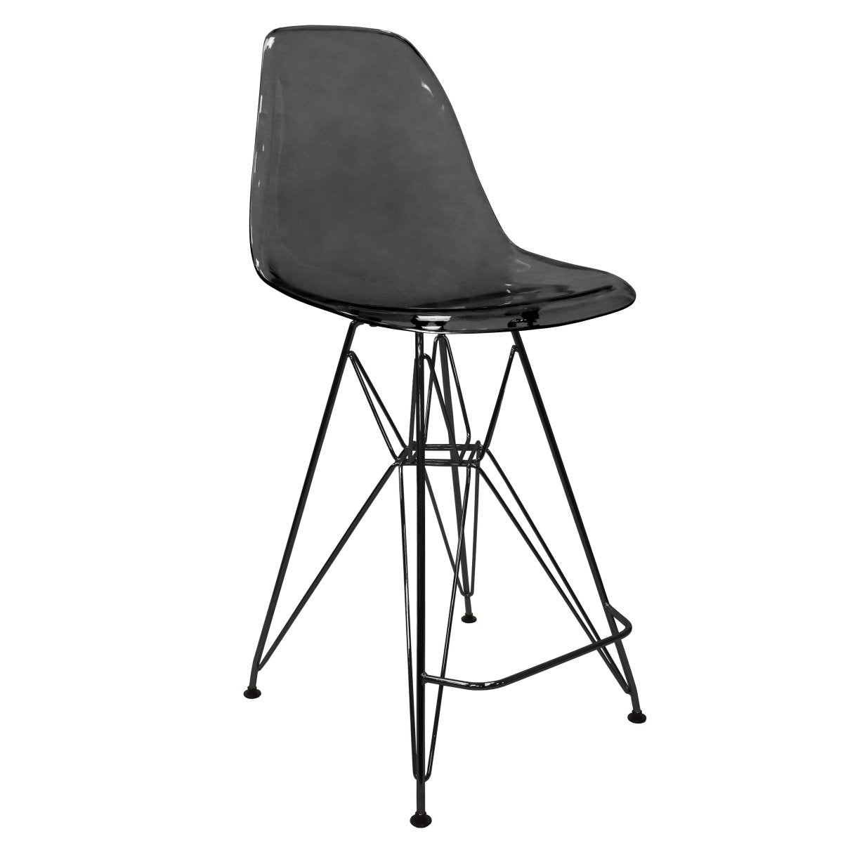 LeisureMod Cresco Modern Acrylic Barstool with Gold Chrome Base and Footrest