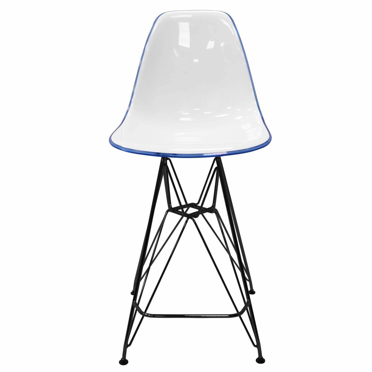 LeisureMod Cresco Modern Acrylic Barstool with Gold Chrome Base and Footrest
