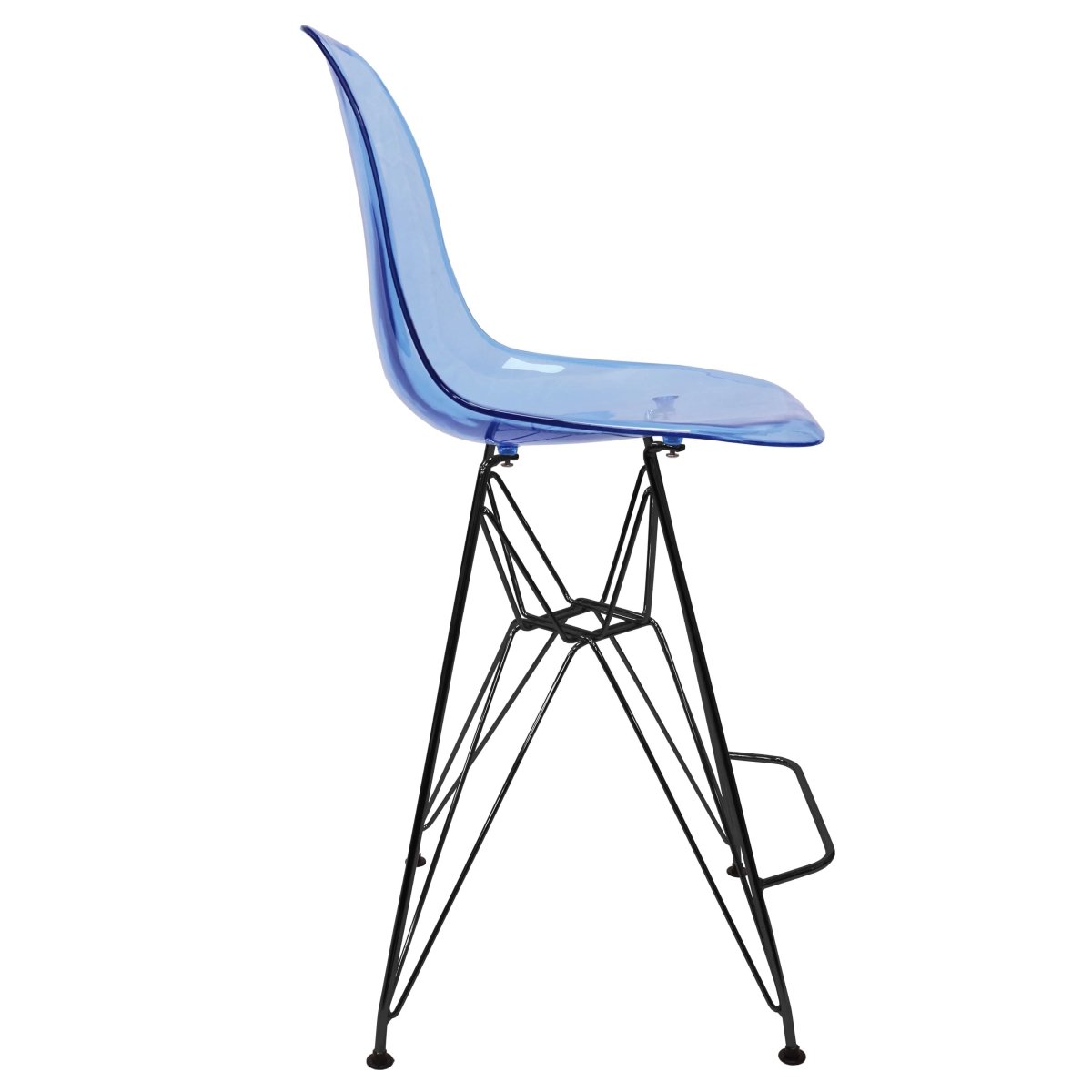 LeisureMod Cresco Modern Acrylic Barstool with Gold Chrome Base and Footrest