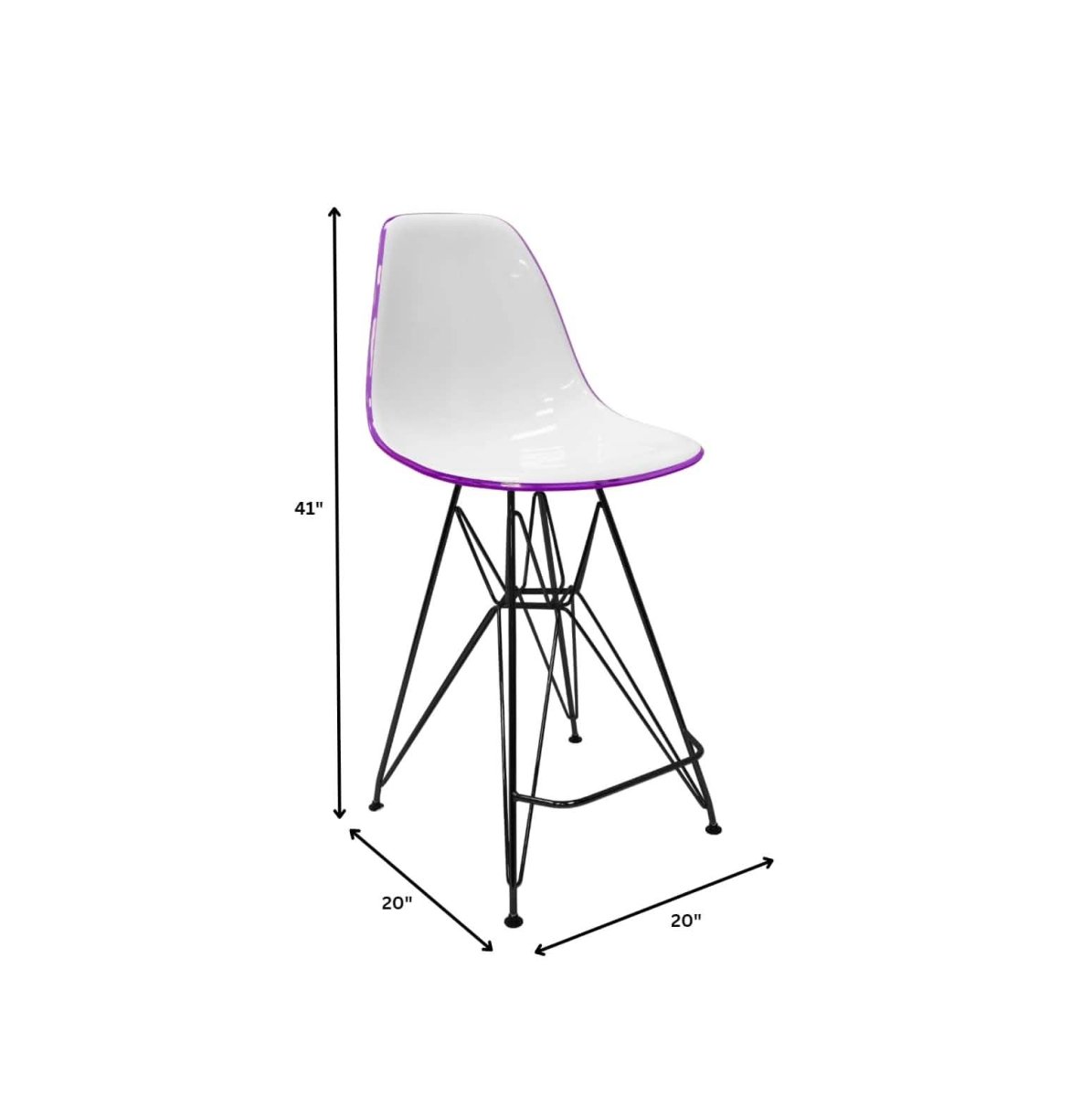 LeisureMod Cresco Modern Acrylic Barstool with Gold Chrome Base and Footrest