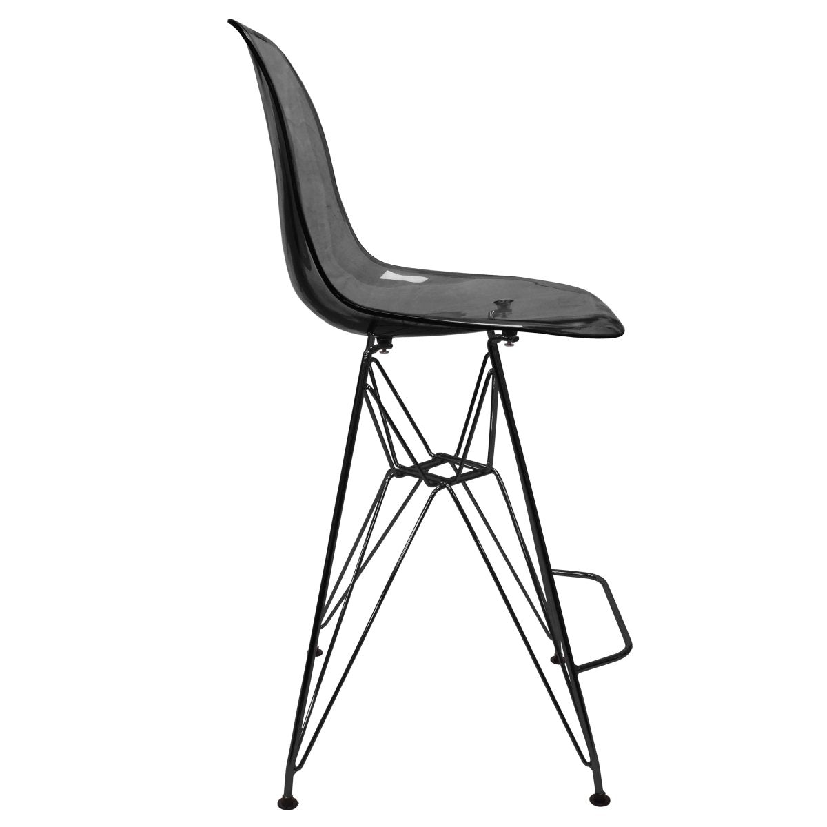 LeisureMod Cresco Modern Acrylic Barstool with Gold Chrome Base and Footrest