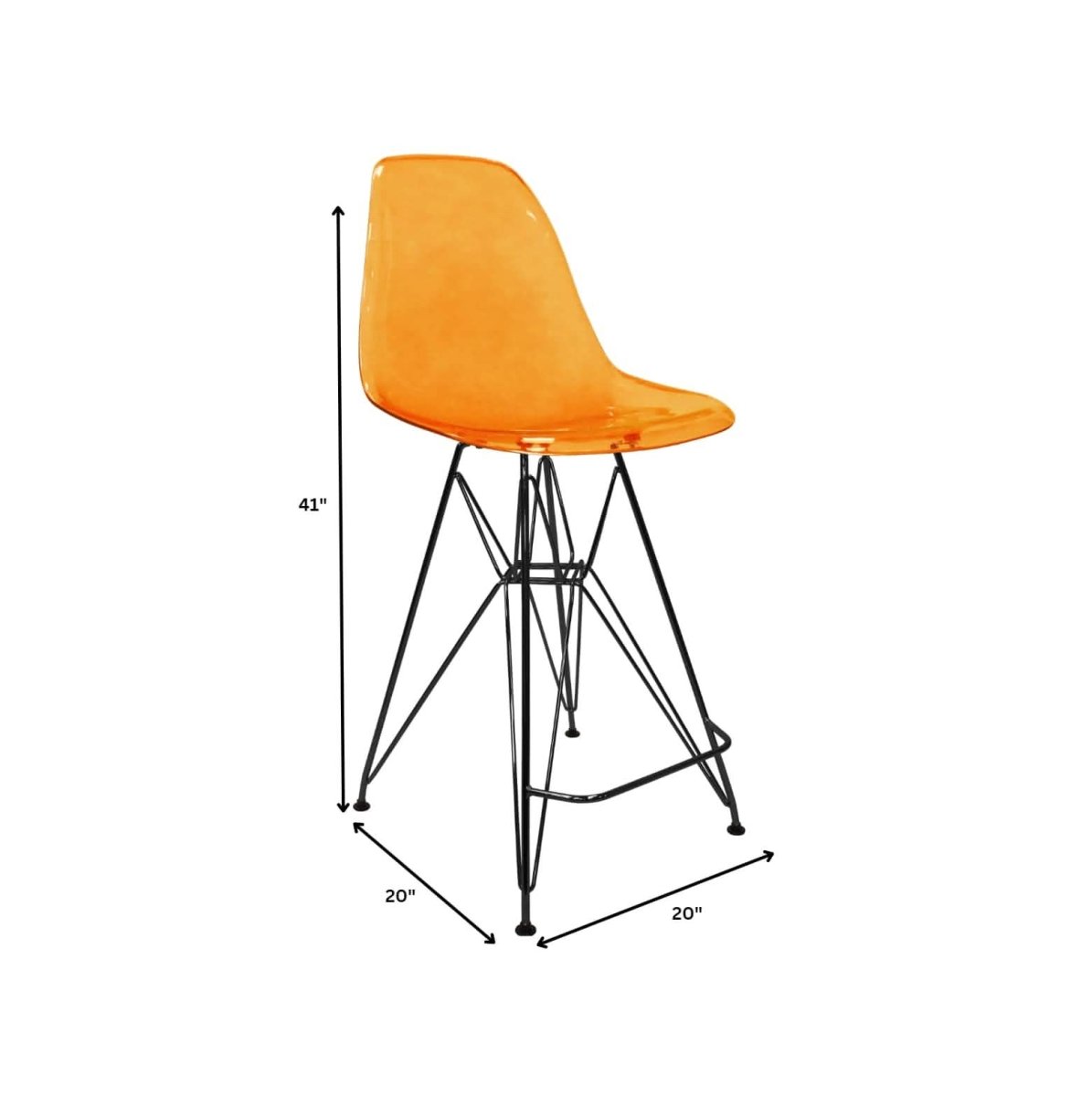 LeisureMod Cresco Modern Acrylic Barstool with Gold Chrome Base and Footrest