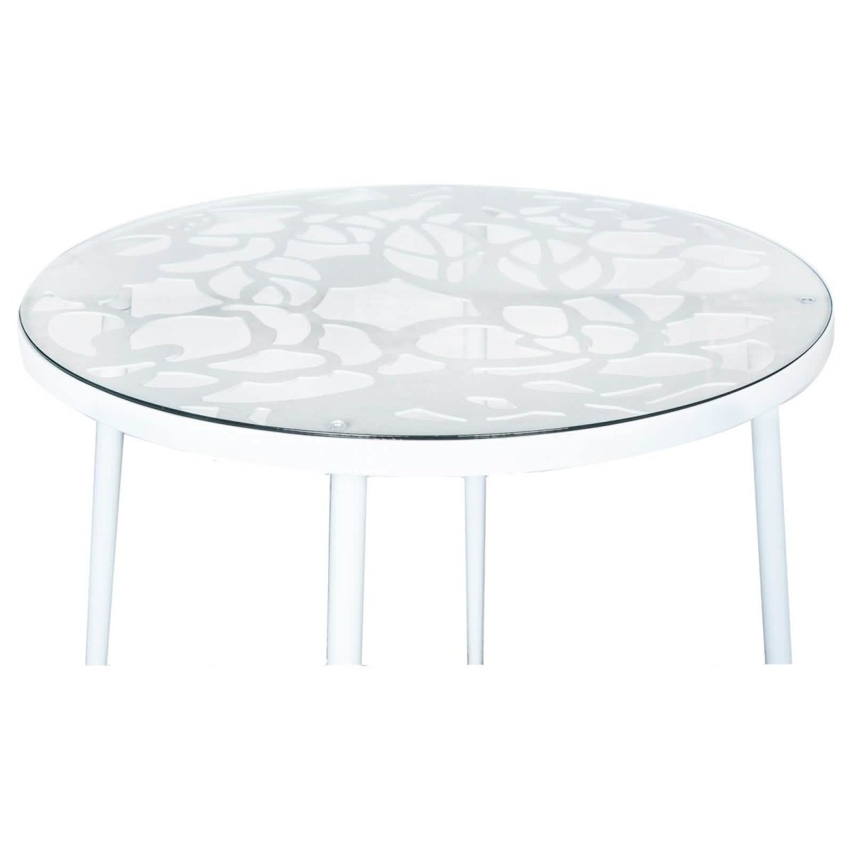 Devon Tree Design Glass Top Aluminum Base Indoor Outdoor Bistro Dining Table 31" Wide White Leisuremod