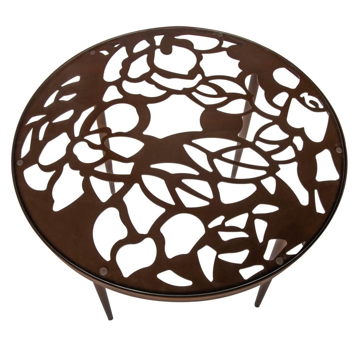 Devon Tree Design Glass Top Aluminum Base Indoor Outdoor Bistro Dining Table 31" Wide White Leisuremod