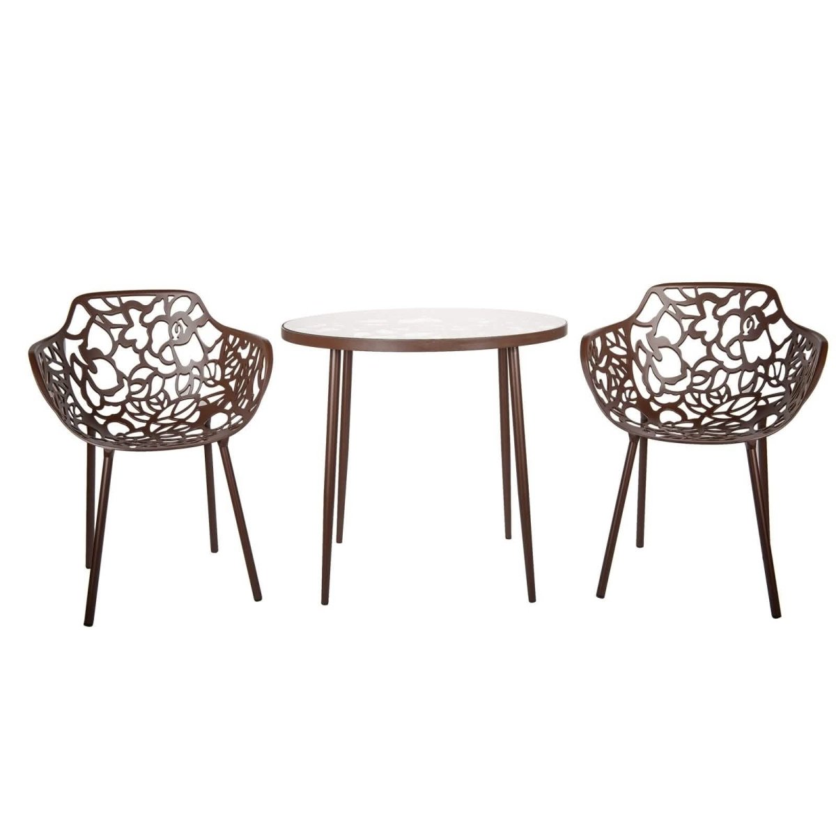 Devon Tree Design Glass Top Aluminum Base Indoor Outdoor Bistro Dining Table 31" Wide White Leisuremod