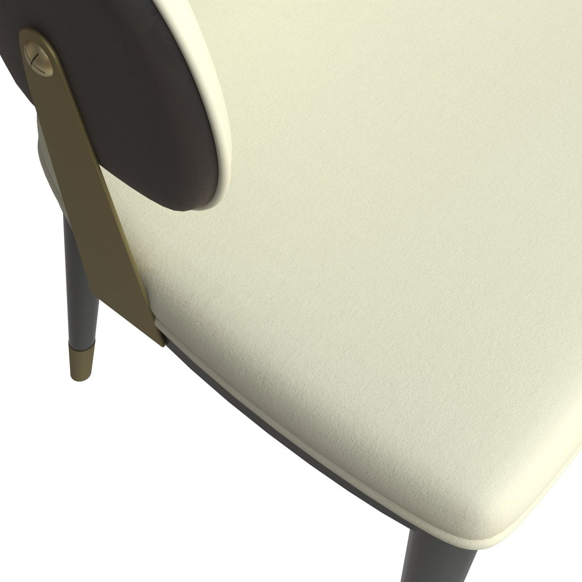 Aria Leather Dining Chair with a Curved Back and Gold Accents Design in Iron Black Dining Chair Leisuremod