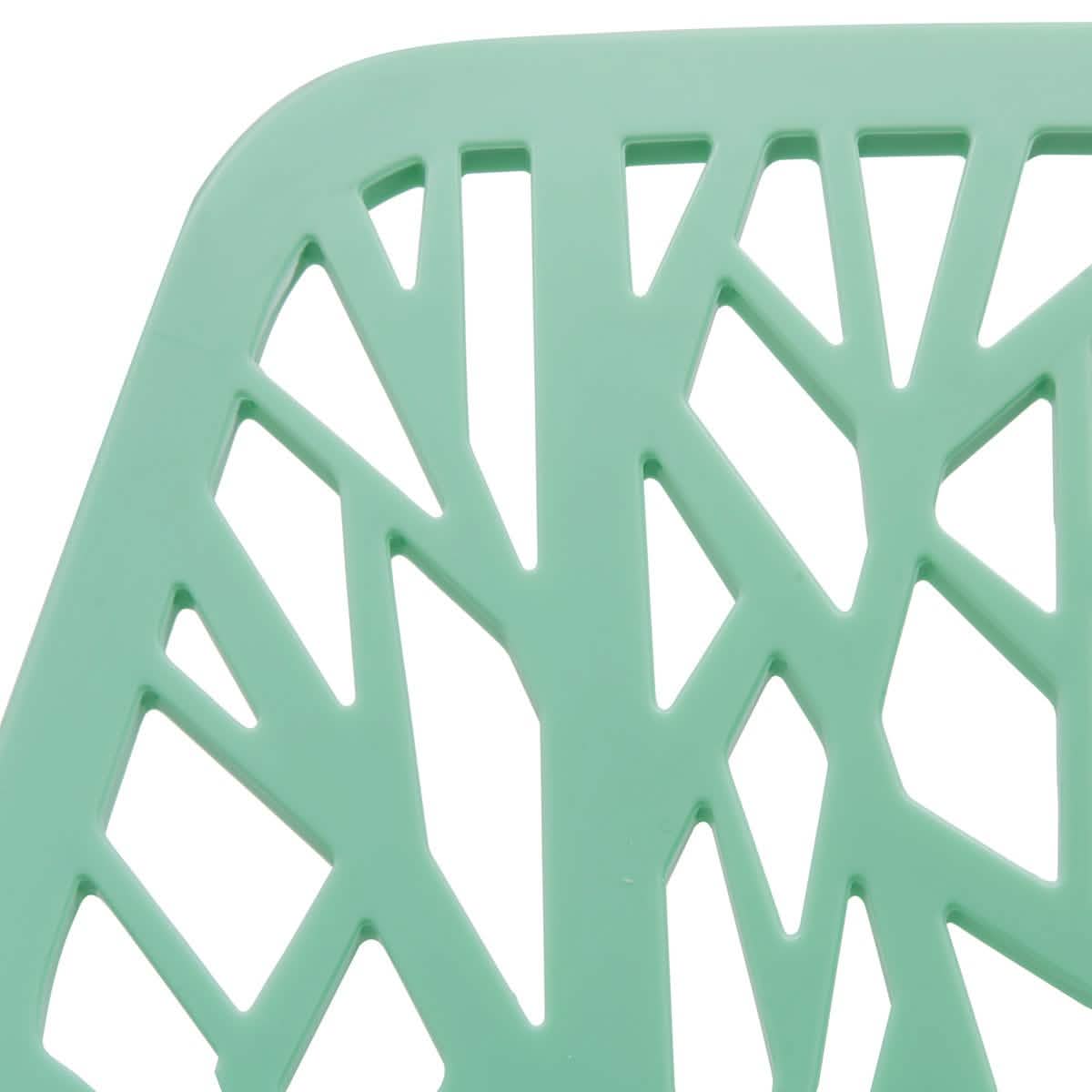 Leisuremod Dining Chair Asbury Polypropylene Dining Side Chair with Forest Cut-Out Design in Chrome