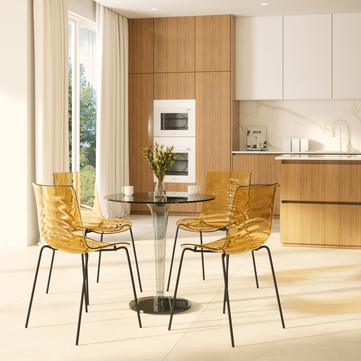 Leisuremod Dining Chair Astor Dining Chair Modern ABS Plastic Side Chair with Stainless-Steel Legs