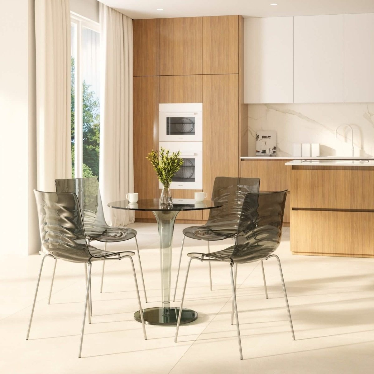 Leisuremod Dining Chair Astor Dining Chair Modern ABS Plastic Side Chair with Stainless-Steel Legs