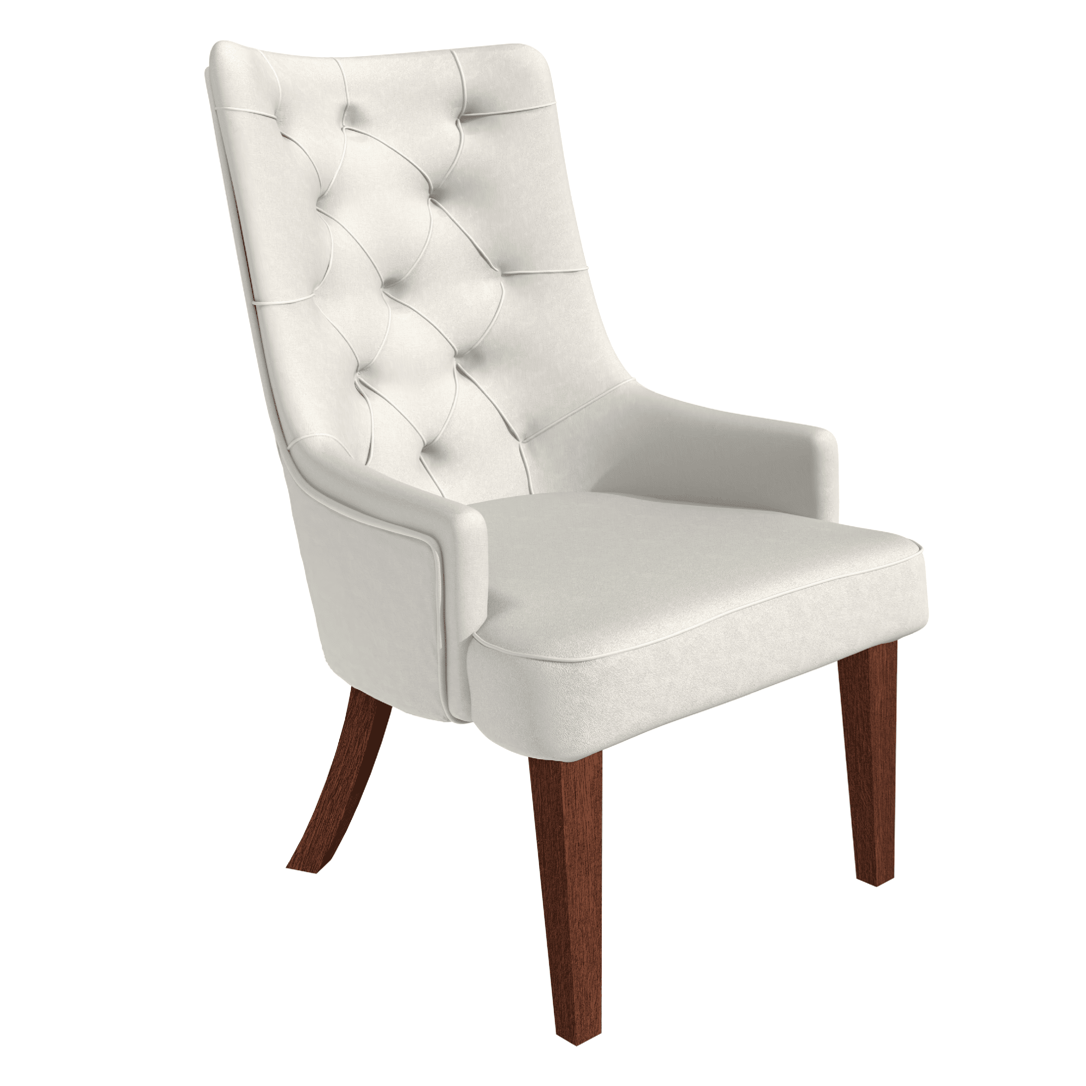 Spruce Dining Chair in Leather/Velvet with Diamond-Tufted Design and Rubberwood Legs Beige Velvet Dining Chair Leisuremod