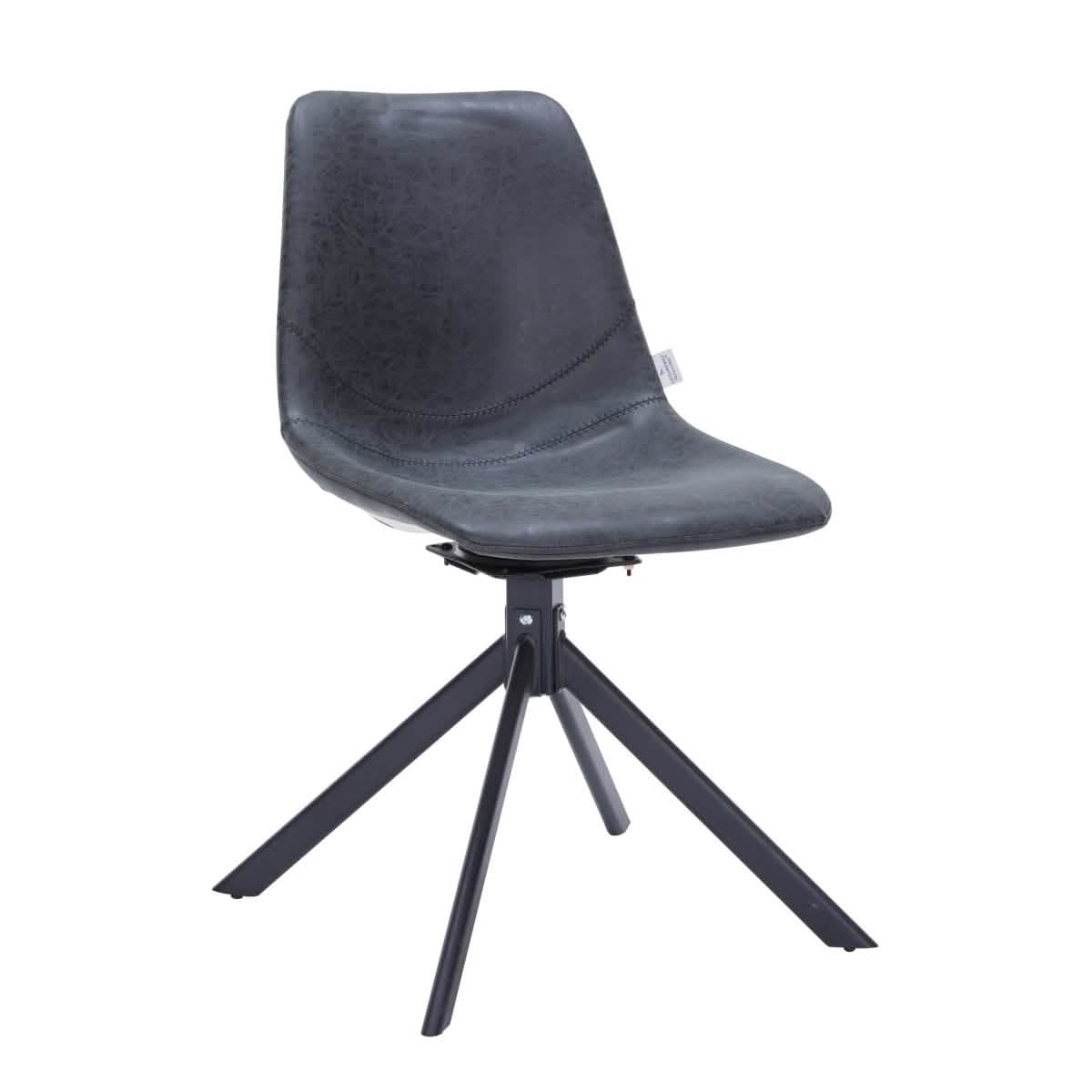 Markley Modern Leather Swival Dining Chair With Metal Legs Black Dining Chair Leisuremod