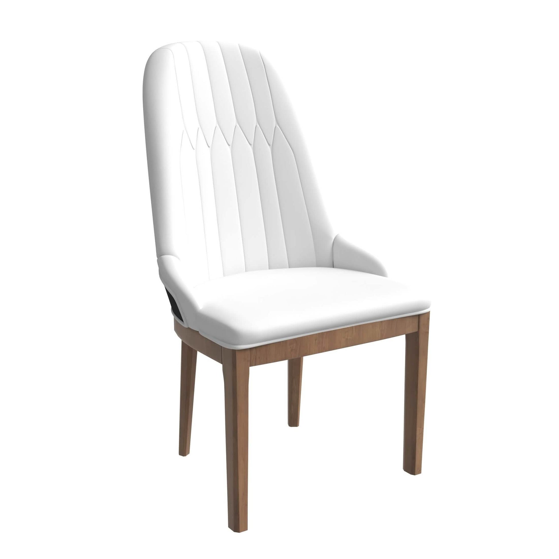 Verisma Dining Chair Upholstered in Leather with Diamond Stitching Back Design Black White Dining Chair Leisuremod