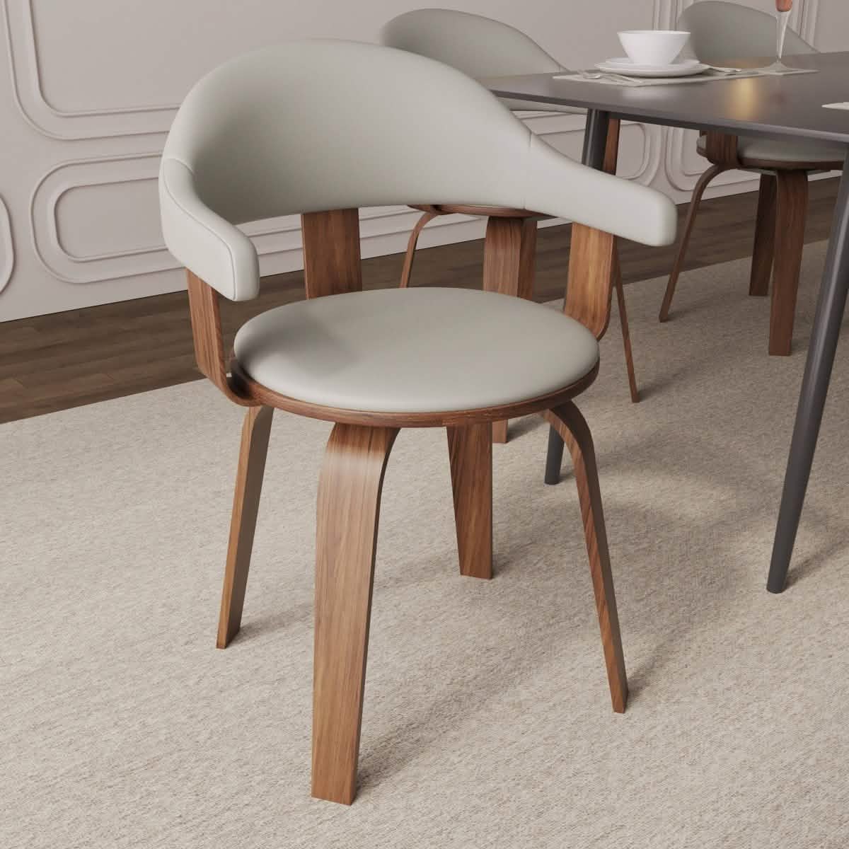 Brivo Modern Wooden Dining Chair With Walnut Color Frame Grey Dining Chair Leisuremod