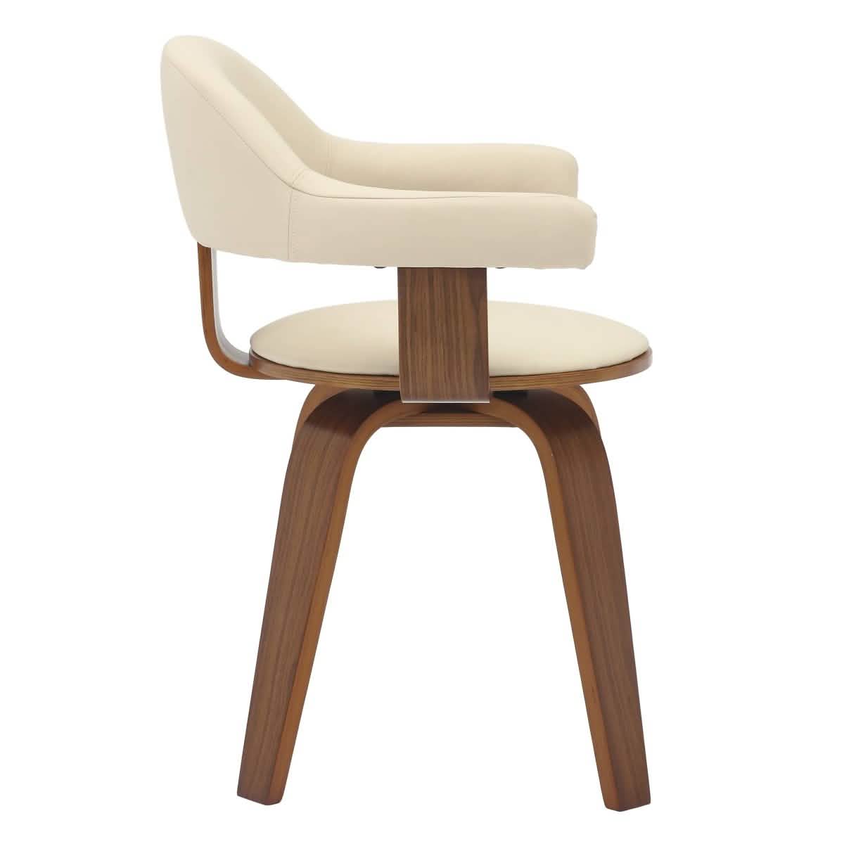 Brivo Modern Wooden Dining Chair With Walnut Color Frame Cream Dining Chair Leisuremod