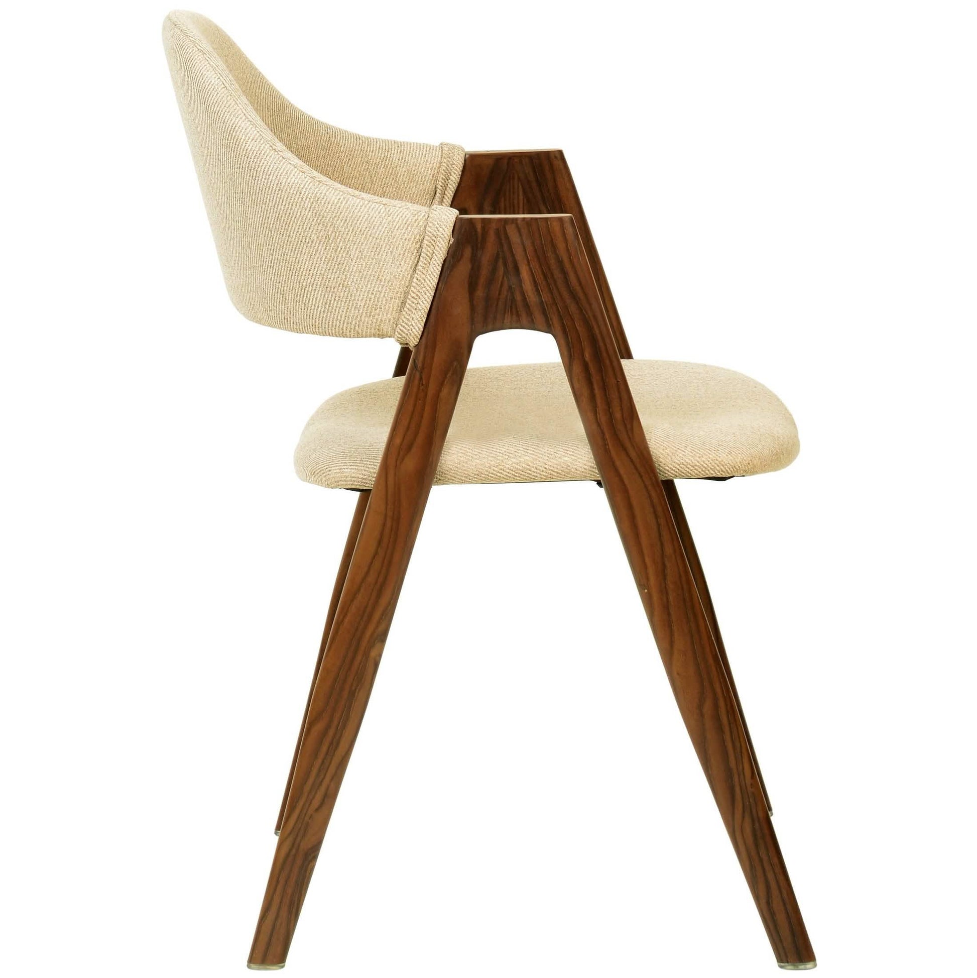 Savor Dining Chair in Polyester with Curved and Open-Back Design in Brown Dining Chair Leisuremod