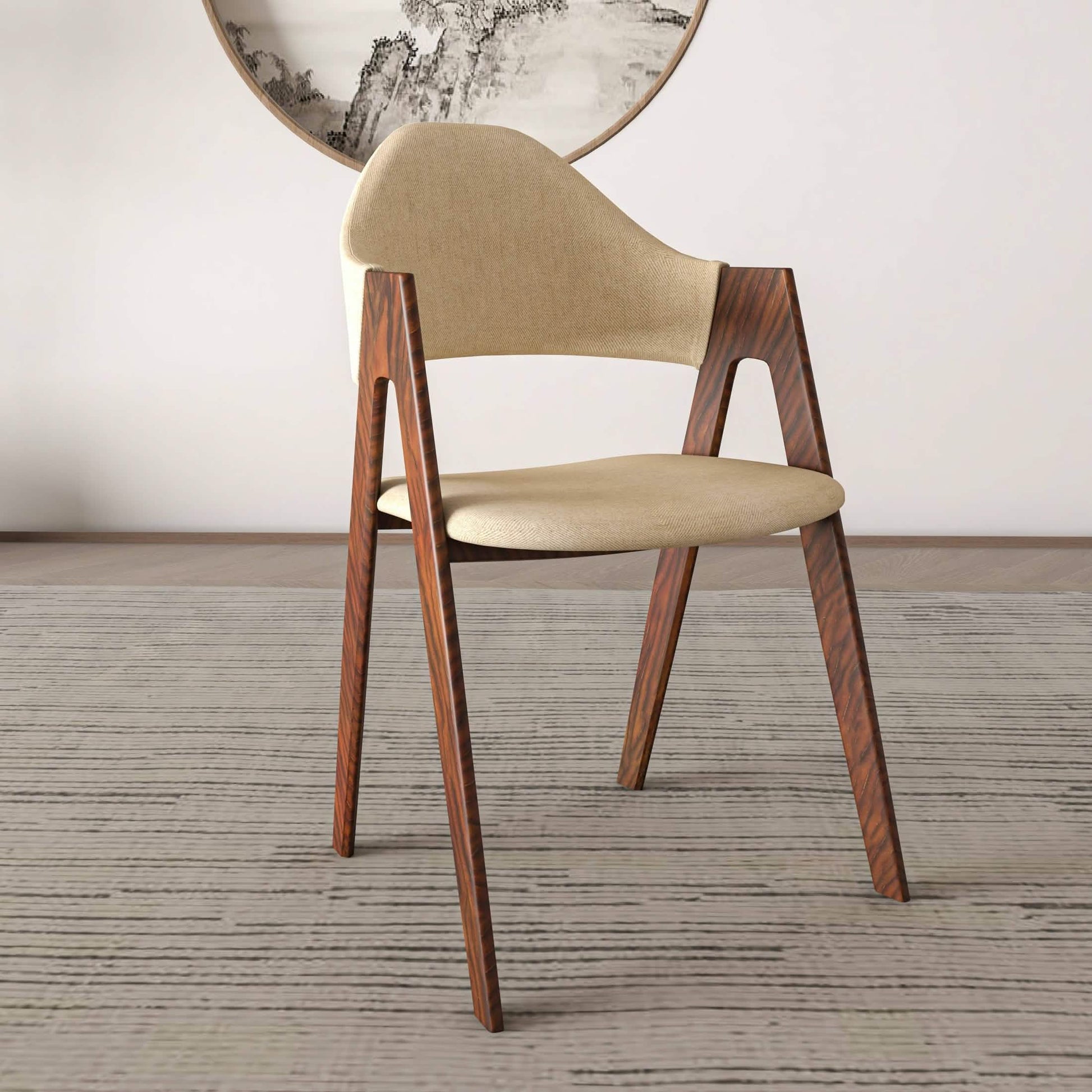 Savor Dining Chair in Polyester with Curved and Open-Back Design in Brown Dining Chair Leisuremod
