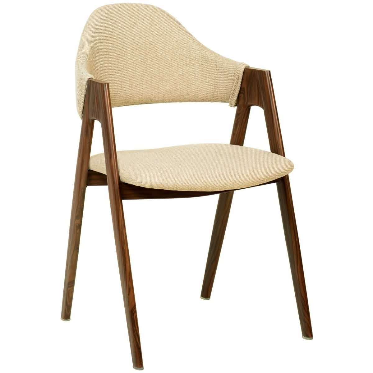 Savor Dining Chair in Polyester with Curved and Open-Back Design in Brown Dining Chair Leisuremod