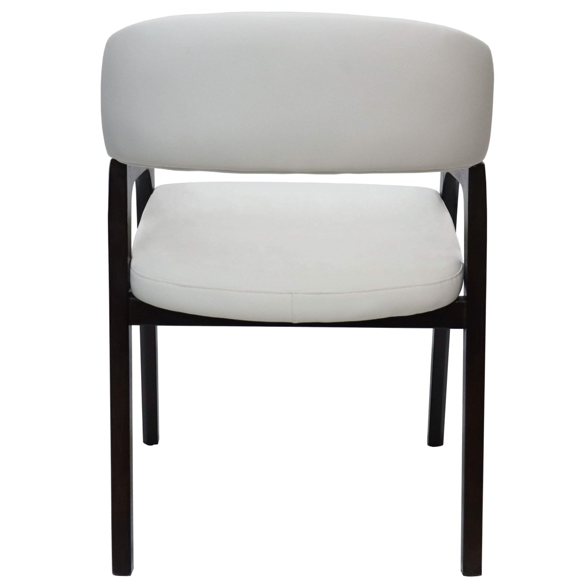 Leisuremod Dining Chair Cali Leather Dining Arm Chair With Rubberwood Legs and Open Back Design