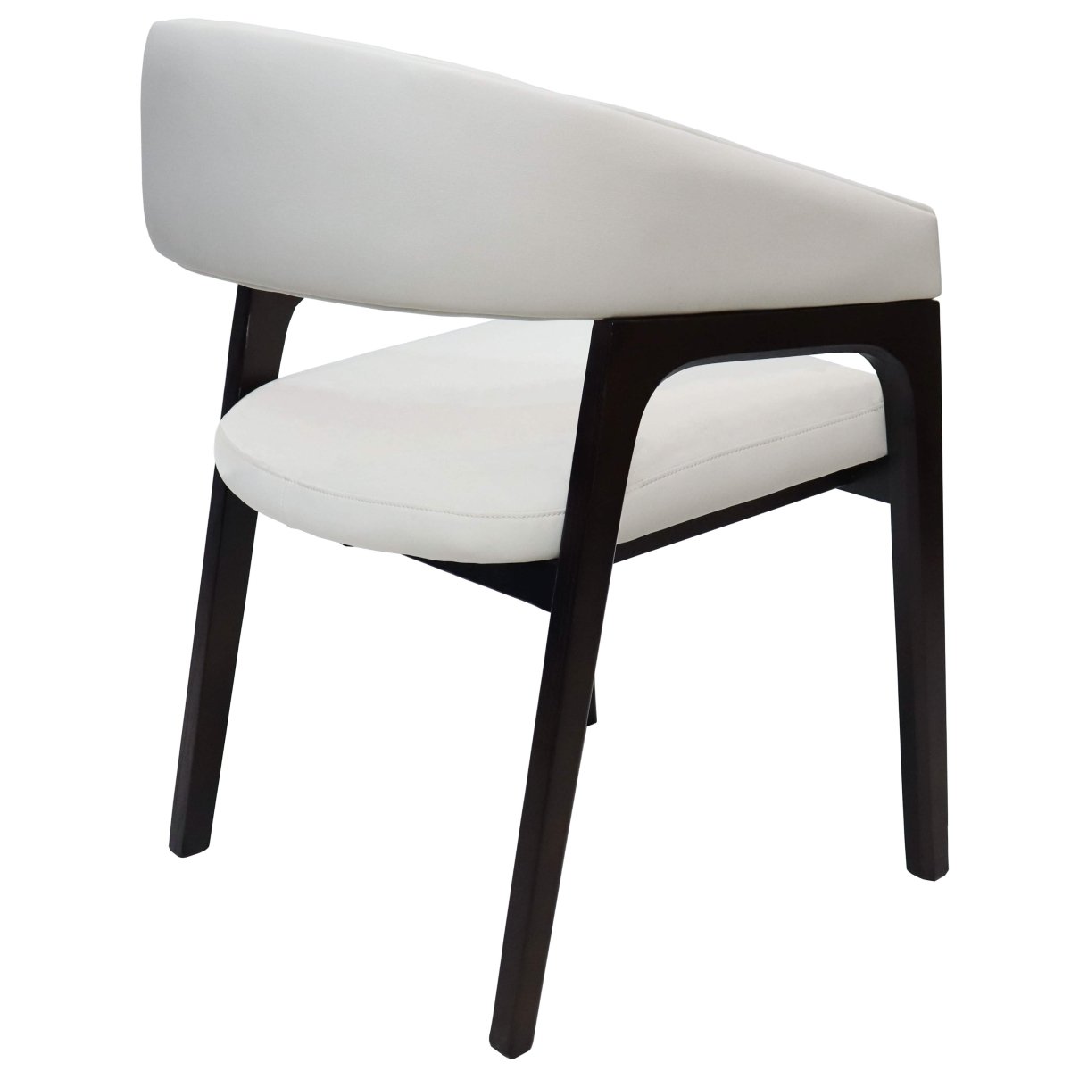 Leisuremod Dining Chair Cali Leather Dining Arm Chair With Rubberwood Legs and Open Back Design