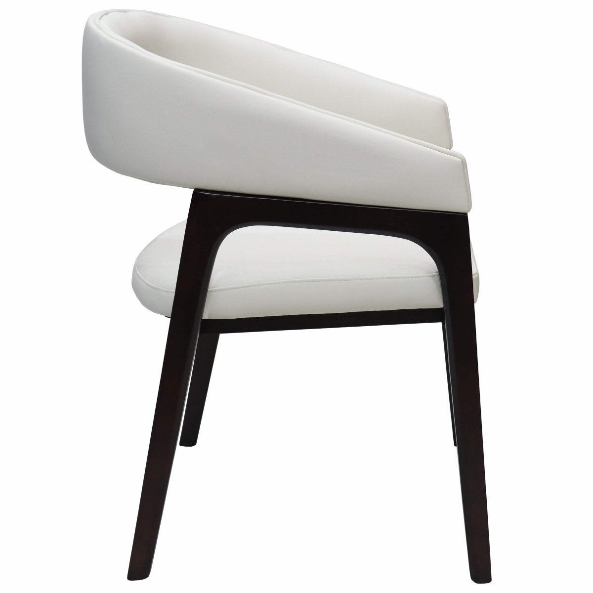 Leisuremod Dining Chair Cali Leather Dining Arm Chair With Rubberwood Legs and Open Back Design