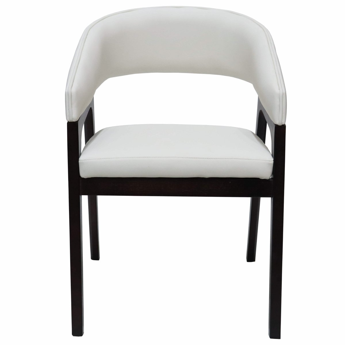 Leisuremod Dining Chair Cali Leather Dining Arm Chair With Rubberwood Legs and Open Back Design