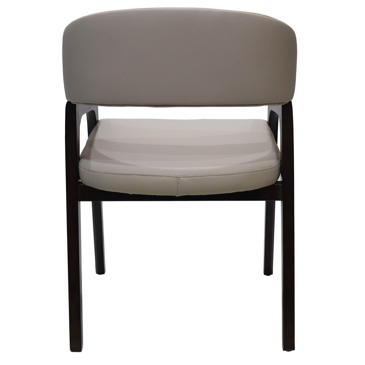 Leisuremod Dining Chair Cali Leather Dining Arm Chair With Rubberwood Legs and Open Back Design