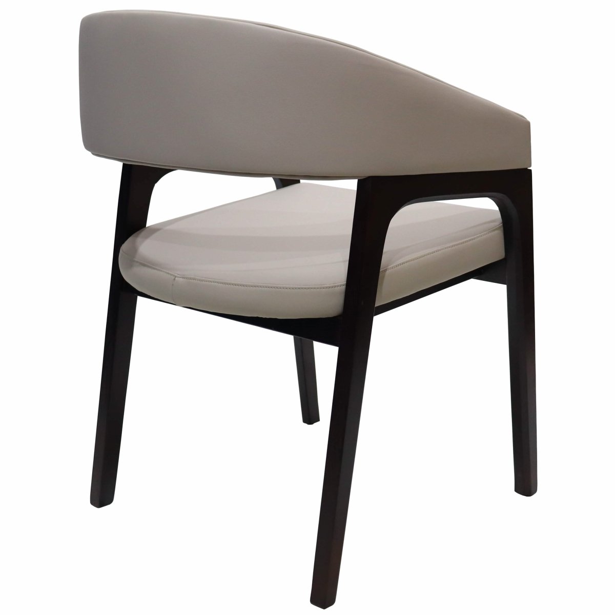 Leisuremod Dining Chair Cali Leather Dining Arm Chair With Rubberwood Legs and Open Back Design