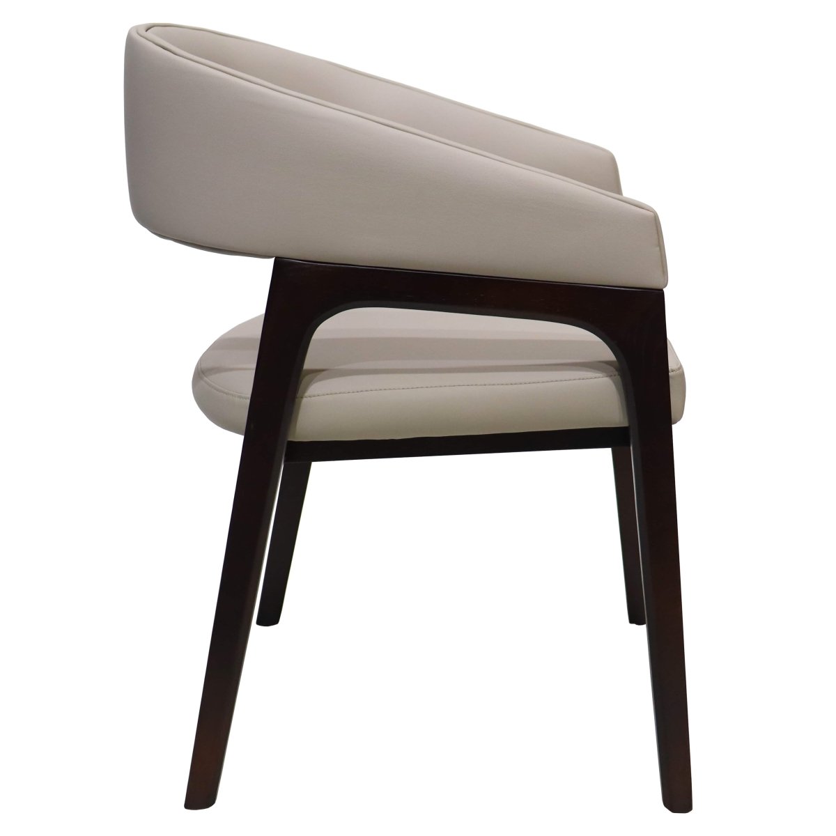Leisuremod Dining Chair Cali Leather Dining Arm Chair With Rubberwood Legs and Open Back Design