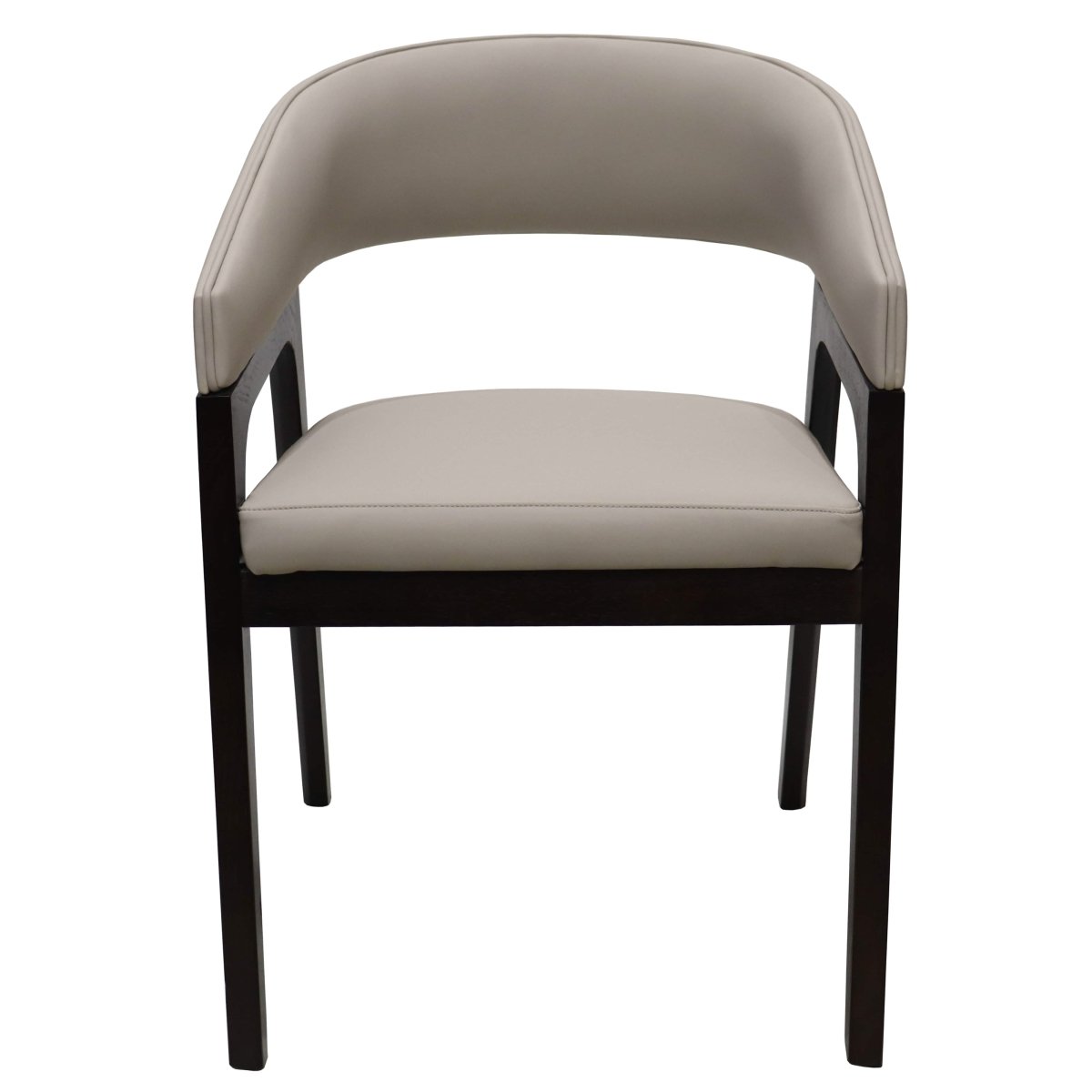 Leisuremod Dining Chair Cali Leather Dining Arm Chair With Rubberwood Legs and Open Back Design