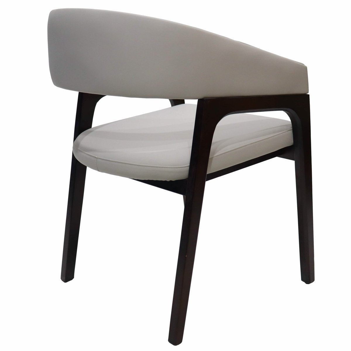 Leisuremod Dining Chair Cali Leather Dining Arm Chair With Rubberwood Legs and Open Back Design