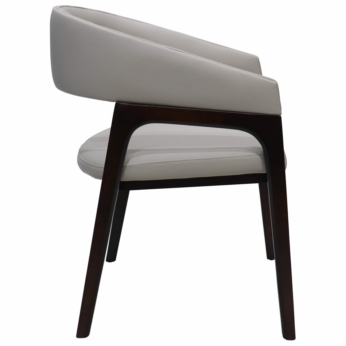 Leisuremod Dining Chair Cali Leather Dining Arm Chair With Rubberwood Legs and Open Back Design