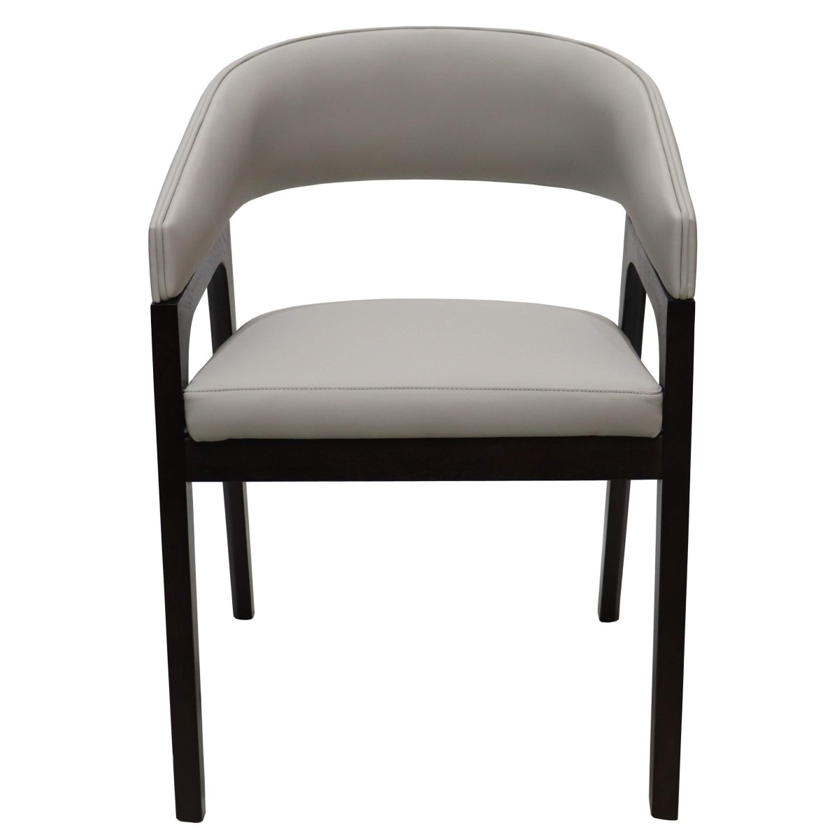 Leisuremod Dining Chair Cali Leather Dining Arm Chair With Rubberwood Legs and Open Back Design