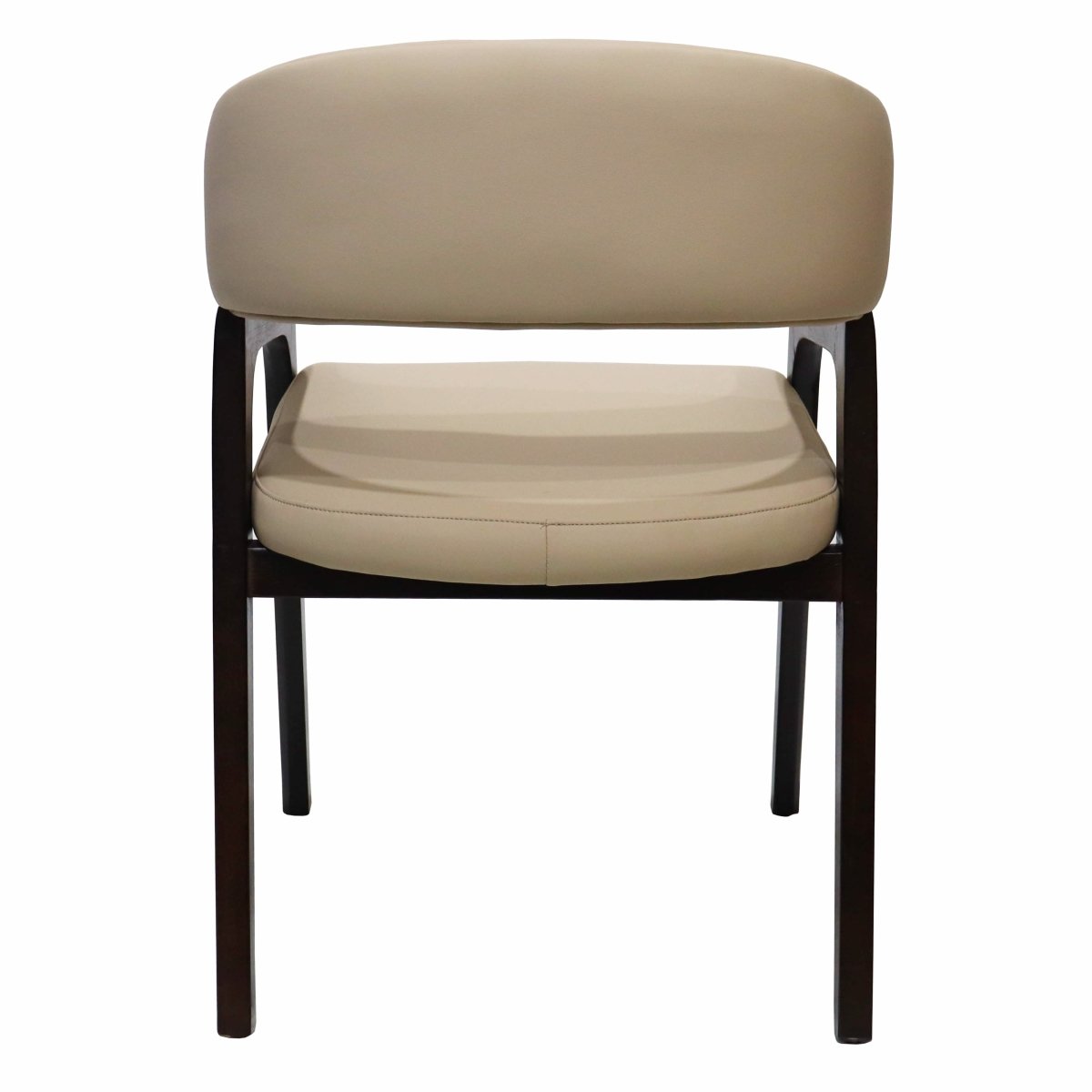 Leisuremod Dining Chair Cali Leather Dining Arm Chair With Rubberwood Legs and Open Back Design