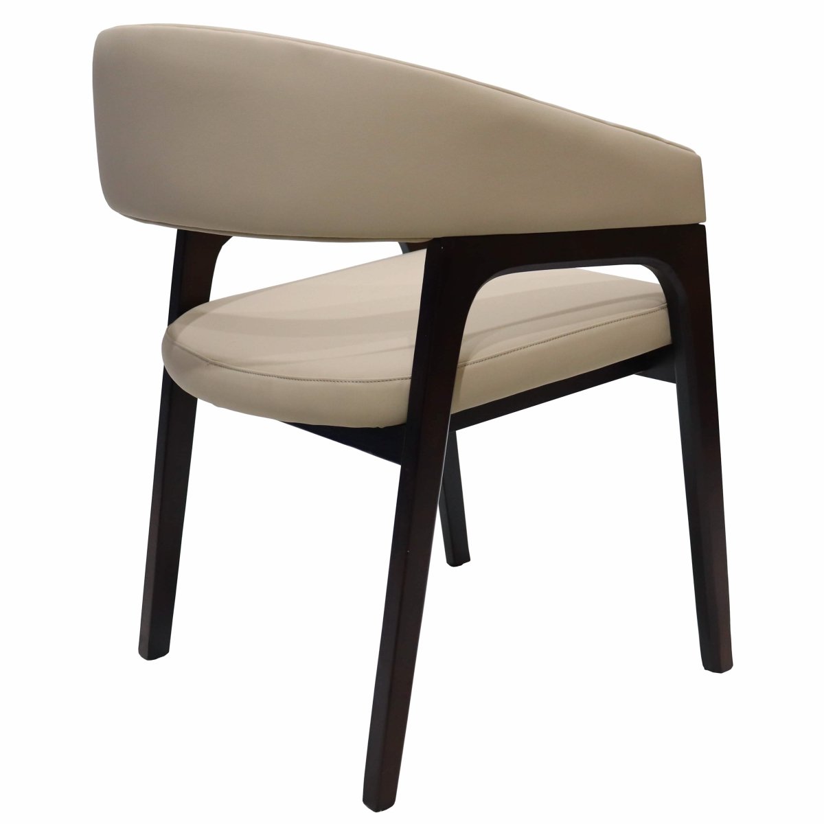 Leisuremod Dining Chair Cali Leather Dining Arm Chair With Rubberwood Legs and Open Back Design