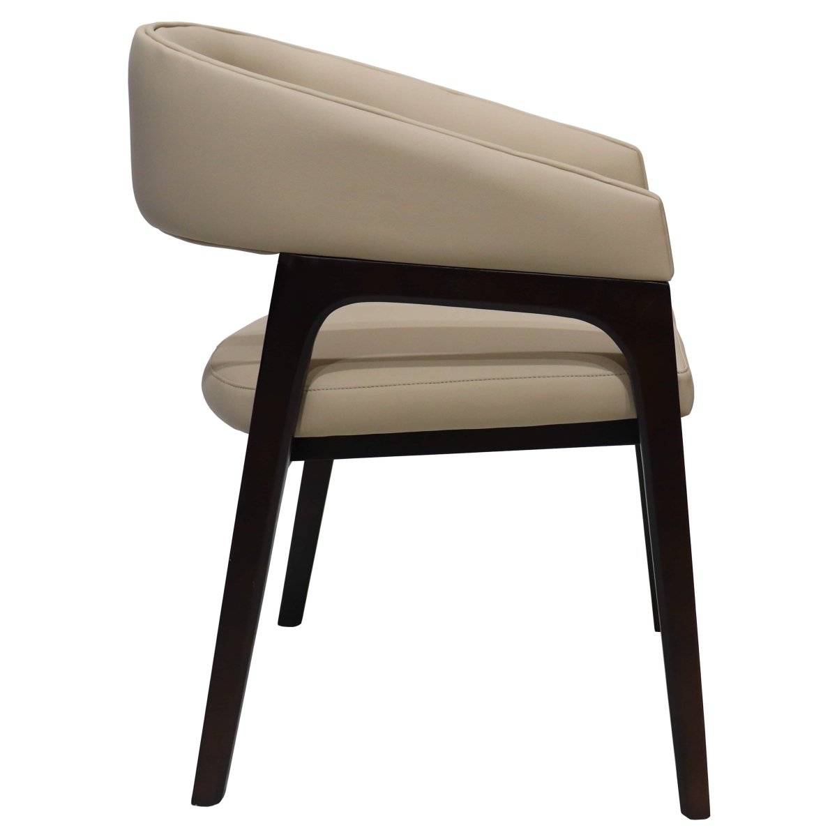 Leisuremod Dining Chair Cali Leather Dining Arm Chair With Rubberwood Legs and Open Back Design