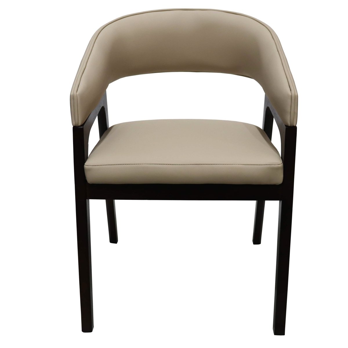 Leisuremod Dining Chair Cali Leather Dining Arm Chair With Rubberwood Legs and Open Back Design