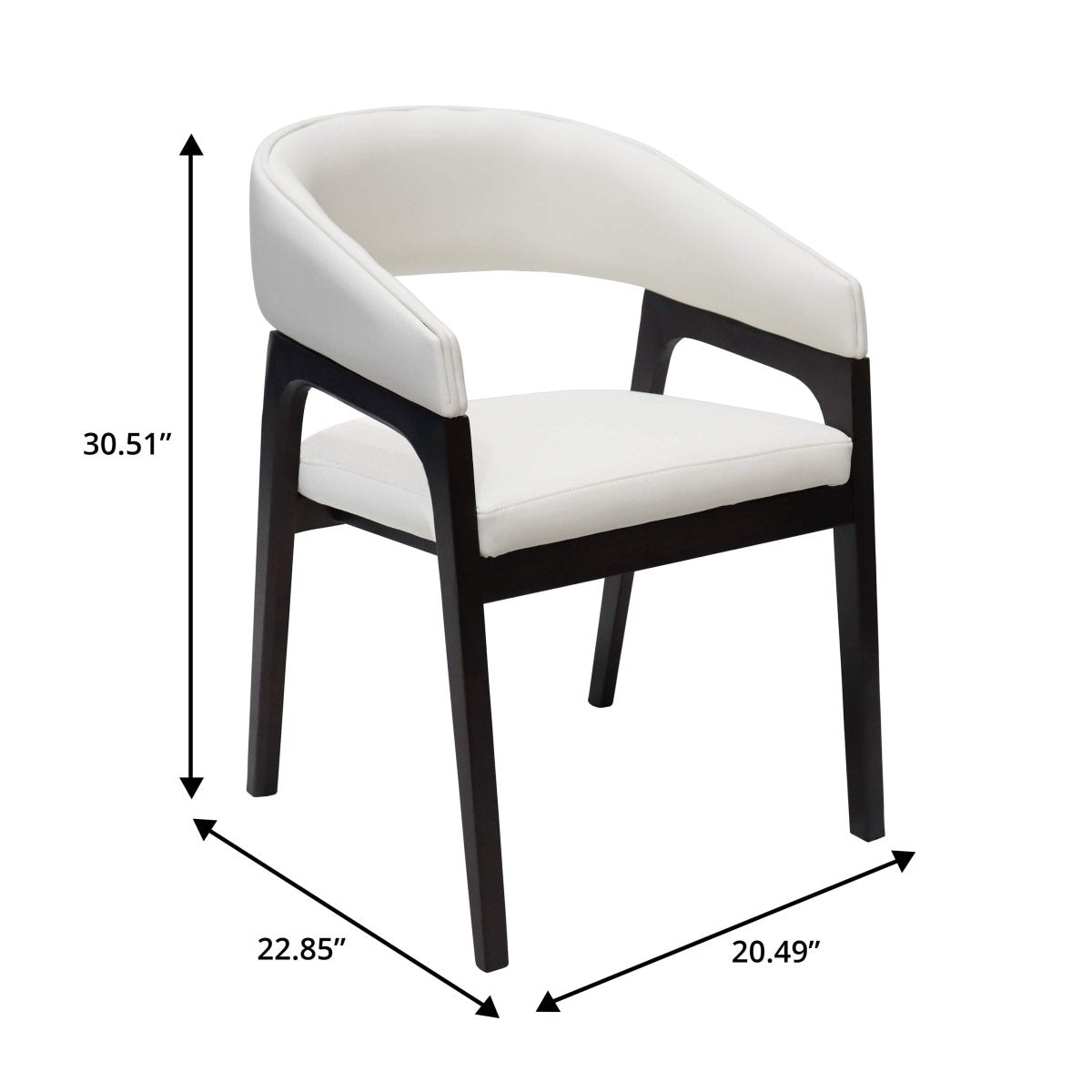 Leisuremod Dining Chair Cali Leather Dining Arm Chair With Rubberwood Legs and Open Back Design