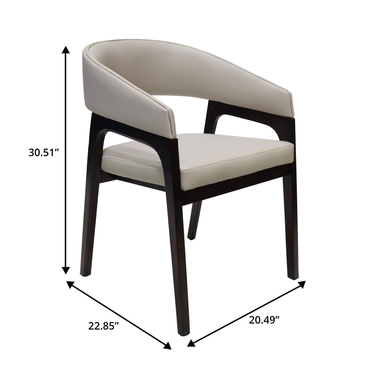 Leisuremod Dining Chair Cali Leather Dining Arm Chair With Rubberwood Legs and Open Back Design