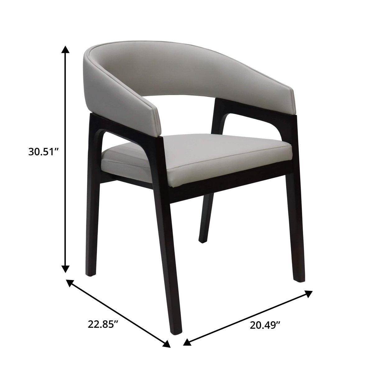 Leisuremod Dining Chair Cali Leather Dining Arm Chair With Rubberwood Legs and Open Back Design