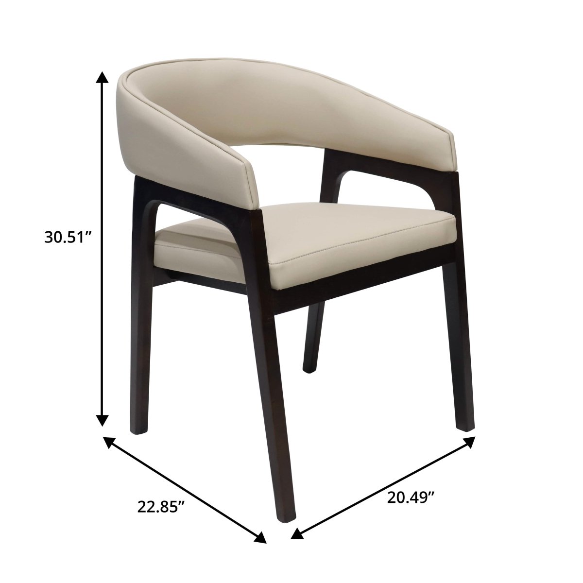Leisuremod Dining Chair Cali Leather Dining Arm Chair With Rubberwood Legs and Open Back Design
