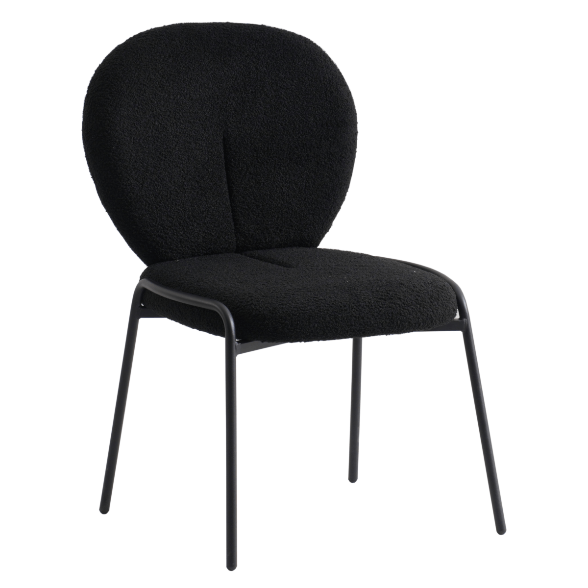 Celestial Modern Boucle Dining Side Chair with Black/White Powder Coated Iron Frame Dining Chair Leisuremod