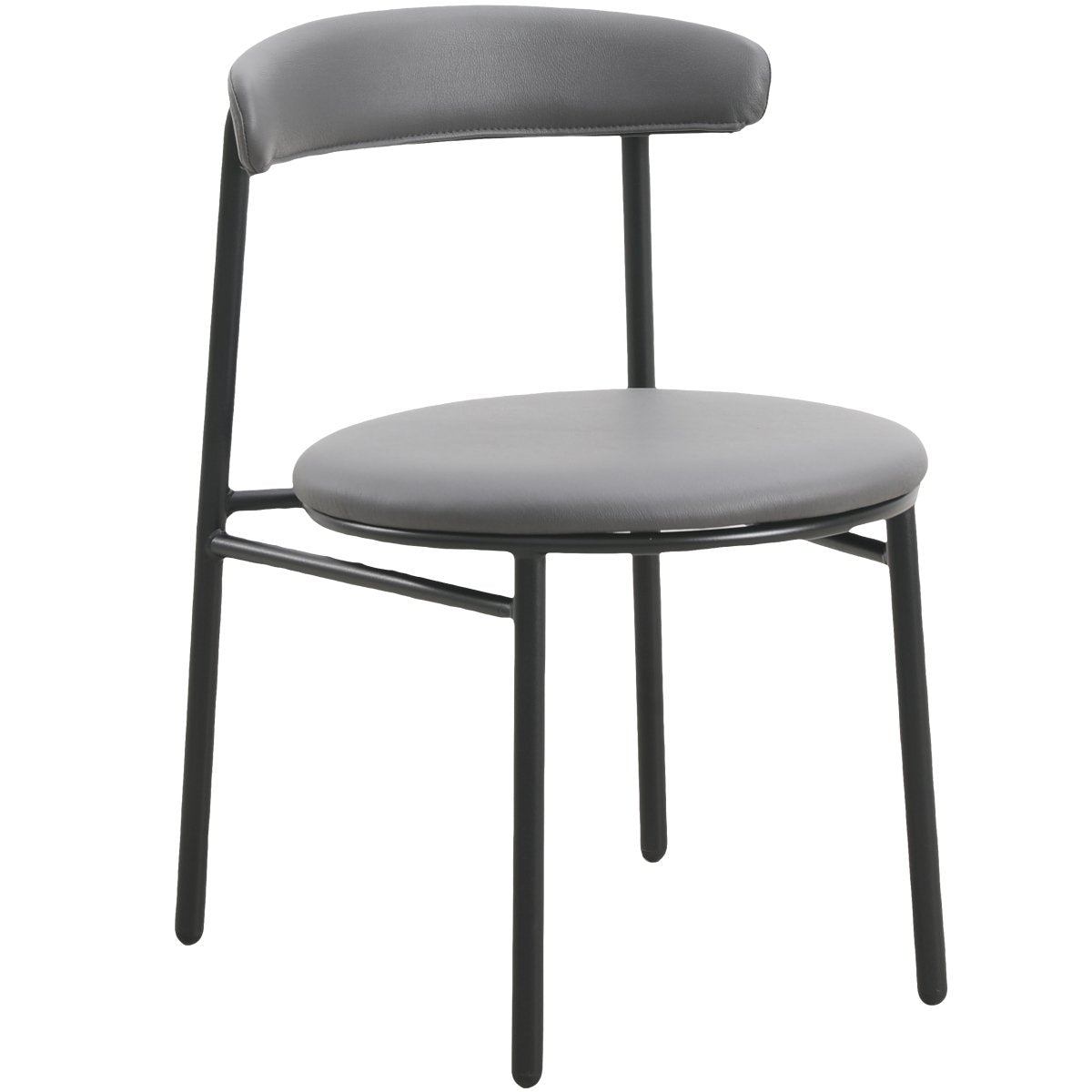 Lume Modern Dining Chair Upholstered in Polyester with Metal Legs Charcoal Dining Chair Leisuremod